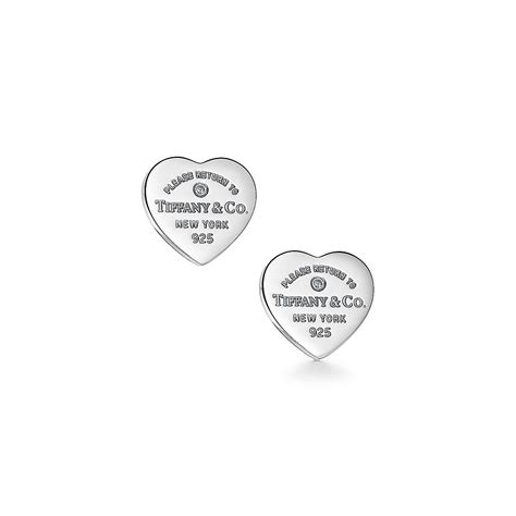 tiffany silver heart tag earrings